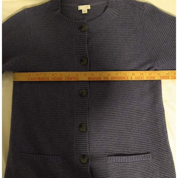 J Jill Cardigan Sweater Long Button Up Sm Petite Blue Knit Pockets Cotton Blend - Picture 6 of 10